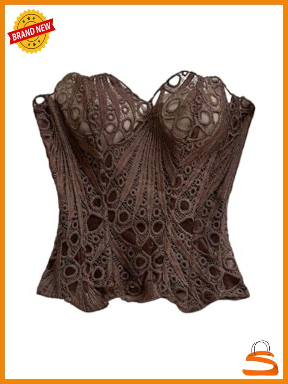 Lace Corset Top Strapless Sheer Bustier Tube Top Lace-up Overbust Going Out